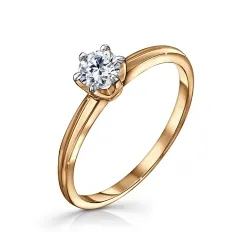 Inel din aur roșu cu Cubic Zirconia Incolor