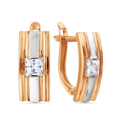 Cercei din aur roșu cu pietre Cubic Zirconia Incolor