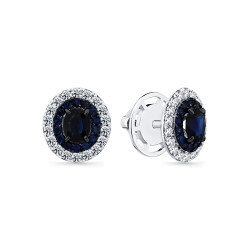 Cercei Pusete din aur alb cu pietre Diamant, Safir