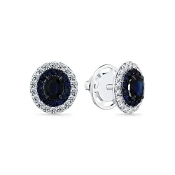 Cercei Pusete din aur alb cu Diamant, Safir