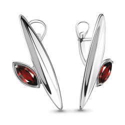 Серьги из серебра с камнями Гранат