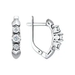 Серьги из белого золота с камнями Бриллиант