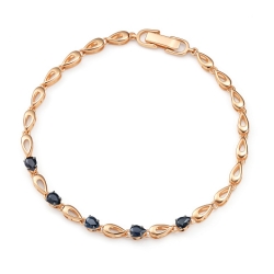 Браслет из красного золота с камнями Сапфир
