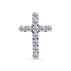 Крестик из белого золота с камнями Бриллиант