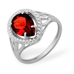 Inel din aur alb cu pietre Cubic Zirconia Incolor, Granat