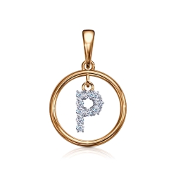 Подвеска из красного золота с камнями Фианит