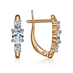 Cercei din aur roșu cu Cubic Zirconia Incolor