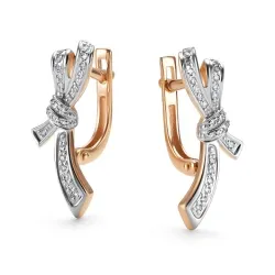 Серьги из красного золота с камнями Бриллиант