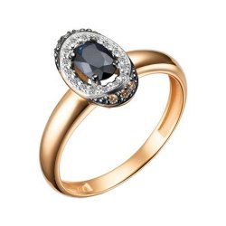 Inel din aur roșu cu pietre Diamant Cognac, Diamant și Safir