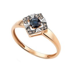 Inel din aur roșu cu pietre Diamant Cognac, Diamant și Safir