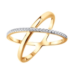 Inel din aur roșu cu pietre Cubic Zirconia Incolor