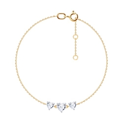 Brățară Love din aur roșu cu pietre Cubic Zirconia Incolor