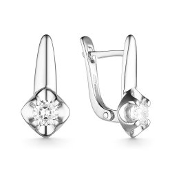 Серьги из белого золота с камнями Фианит