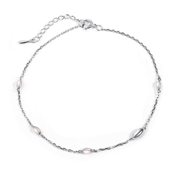 Brățară p/u Picior din argint  cu pietre Perla Imit.
