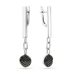 Cercei Suspendați din aur alb cu Diamant negru