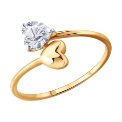 Inel din aur roșu cu Cubic Zirconia Incolor