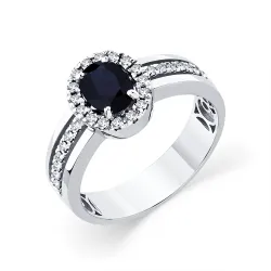 Inel din aur alb cu Diamant, Safir
