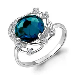 Inel din aur alb cu Cubic Zirconia Incolor, Topaz London