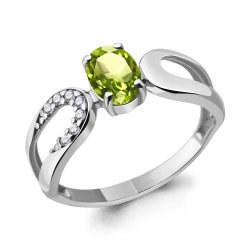 Inel din argint  cu pietre Cubic Zirconia Incolor, Crisolit