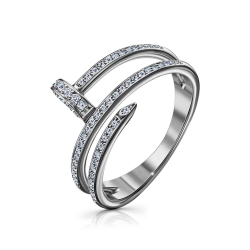 Inel din aur alb cu pietre Cubic Zirconia Incolor