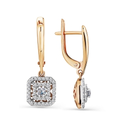 Cercei Suspendați din aur alb și roșu cu pietre Cubic Zirconia Incolor