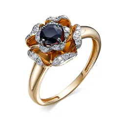 Inel din aur roșu cu Diamant, Safir