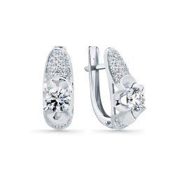 Cercei din aur alb cu Cubic Zirconia Incolor