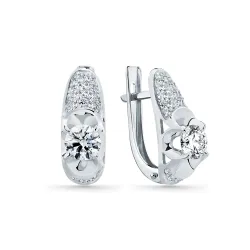 Cercei din aur alb cu Cubic Zirconia Incolor