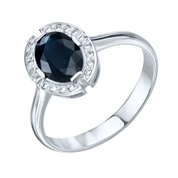 Inel din aur alb cu Diamant, Safir