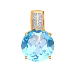 Pandantiv din aur roșu cu Diamant, Topaz
