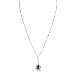 Colier din aur alb cu Diamant, Safir