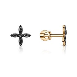 Cercei Pusete din aur roșu cu pietre Cubic Zirconia Negru