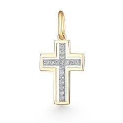 Cruce din aur roșu cu Cubic Zirconia Incolor