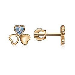 Cercei Pusete din aur roșu cu pietre Cubic Zirconia Albastru