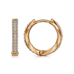 Cercei Creole din aur roșu cu pietre Cubic Zirconia Incolor
