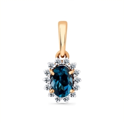 Pandantiv din aur roșu cu pietre Cubic Zirconia Incolor, Topaz London