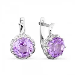 Cercei din aur alb cu Cubic Zirconia Incolor, Ametist