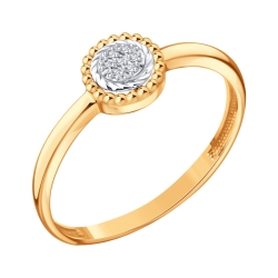 Кольцо из белого и красного золота с камнями Бриллиант