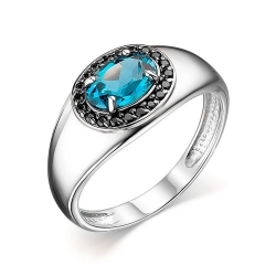 Inel din aur alb cu pietre Cubic Zirconia Negru, Topaz London