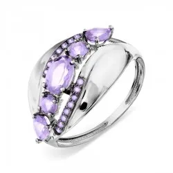 Inel din aur alb cu Cubic Zirconia Liliachiu, Ametist