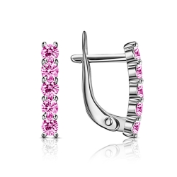 Cercei din argint  cu pietre Cubic Zirconia Roz