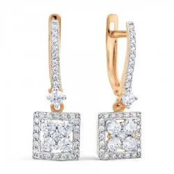 Cercei Suspendați din aur roșu cu Cubic Zirconia Incolor