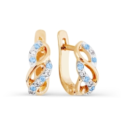 Cercei p-u copii din aur roșu cu pietre Cubic Zirconia Incolor, Cubic Zirconia Albastru