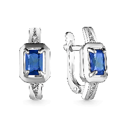 Cercei din aur alb cu pietre Cubic Zirconia Incolor, Topaz London