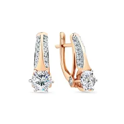 Cercei din aur roșu cu Cubic Zirconia Incolor