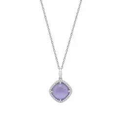 Colier din argint cu Cubic Zirconia Incolor, Cubic Zirconia Liliachiu