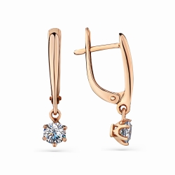 Cercei Suspendați din aur roșu cu pietre Cubic Zirconia Incolor