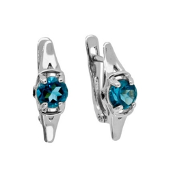 Cercei din aur alb cu pietre Topaz London