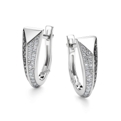 Серьги из белого золота с камнями Бриллиант, Черный бриллиант