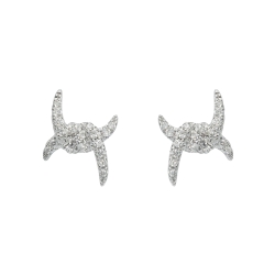Cercei Pusete din aur alb cu pietre Diamant